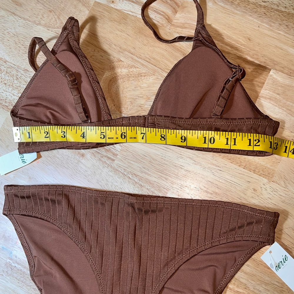 SMALL Aerie Women’s 2 Piece Bikini Swimsuit In Brown BNWTS - Picture 3 of 8